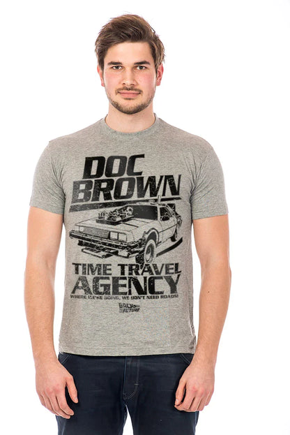 Doc Brown Time Travel Agency T-Shirt - Gray