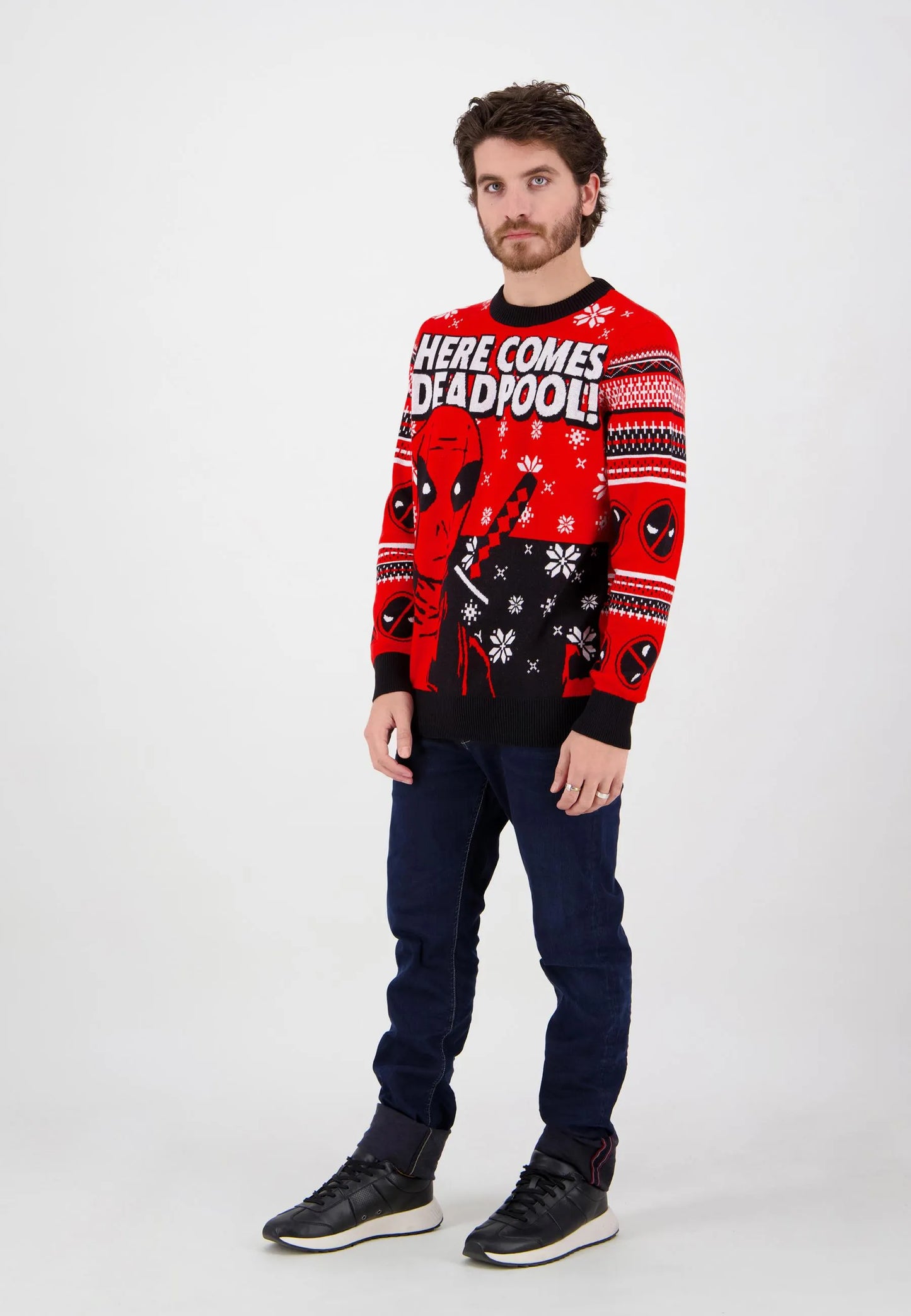 Deadpool Christmas Sweater "Here Comes Deadpool" 