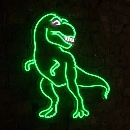 T-rex dinosaur wall neon