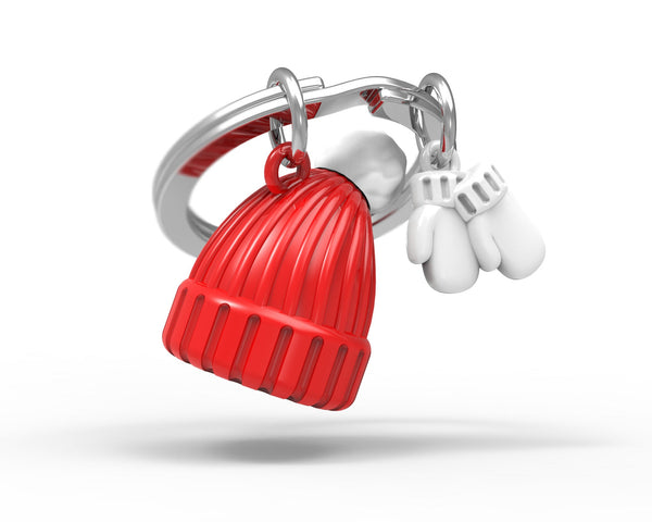 Sleutelhanger met wintermuts en handschoenen
