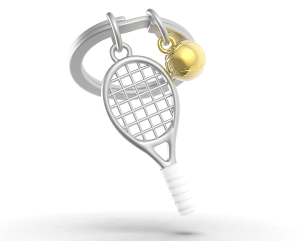 Zilveren tennis sleutelhanger