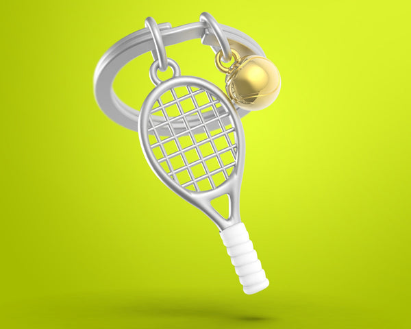 Zilveren tennis sleutelhanger
