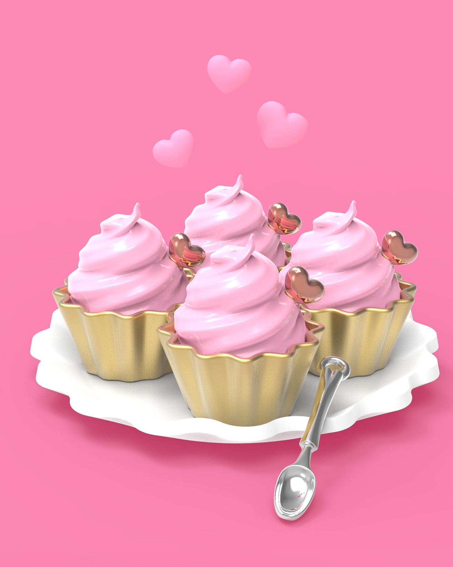 Pink Cupcake key ring