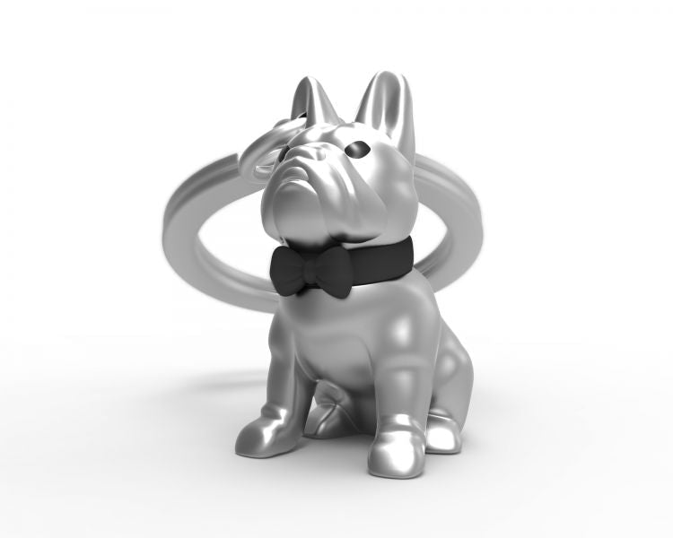 Porte Clés Bouledogue Argenté