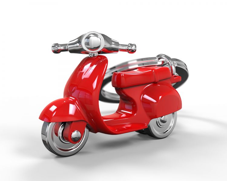 Retro rode scooter sleutelhanger