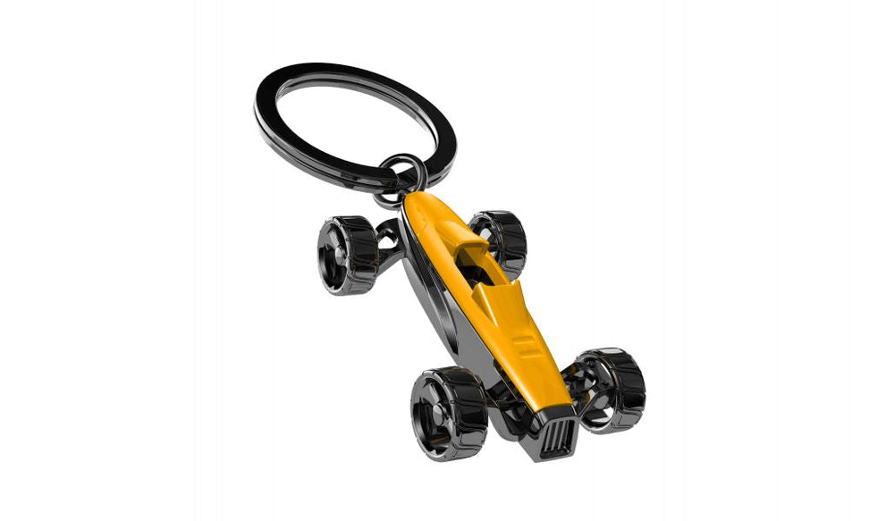 Porte Clés Voiture de Course Retro Jaune