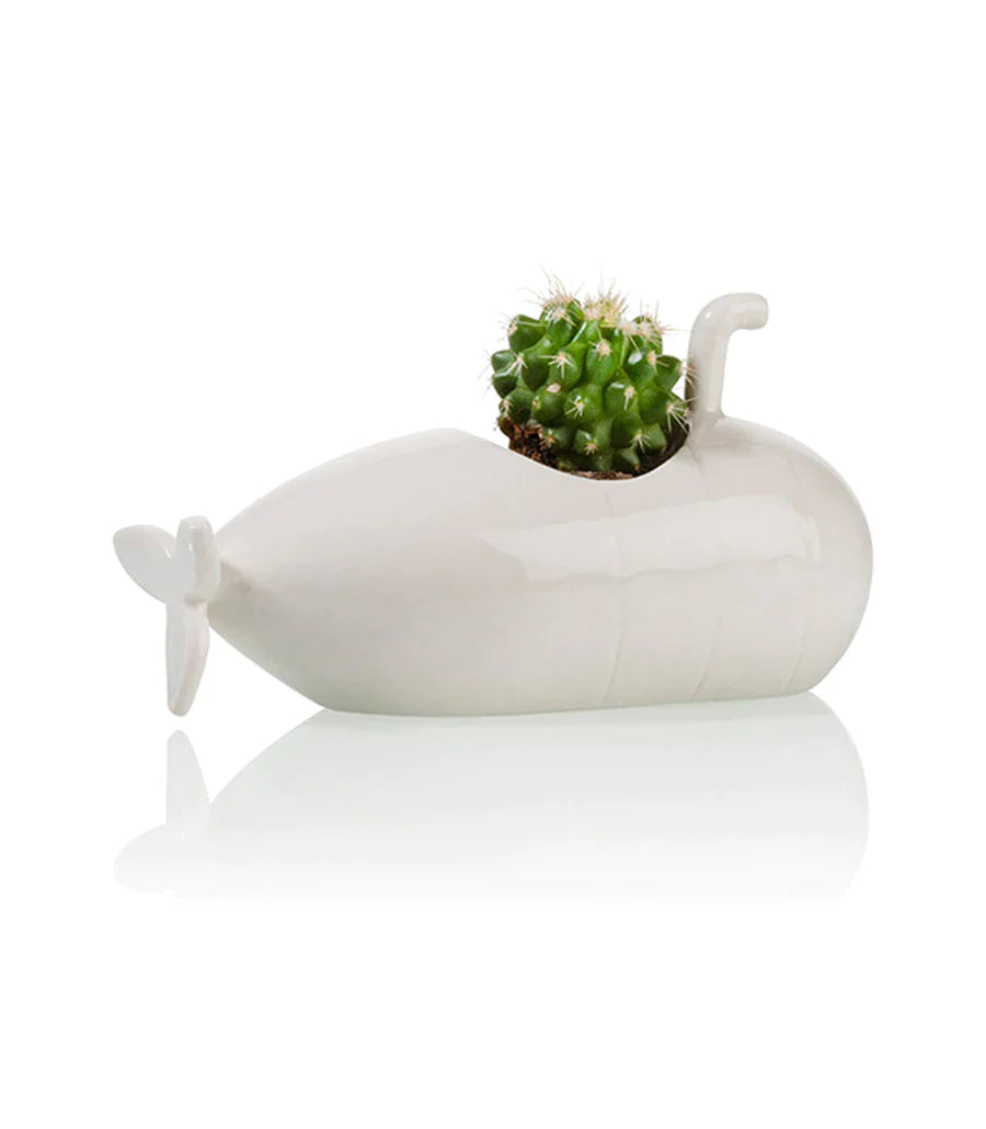 Witte onderzeeër bloempot