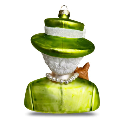 Green Queen Elizabeth &amp; Corgi Christmas Bauble