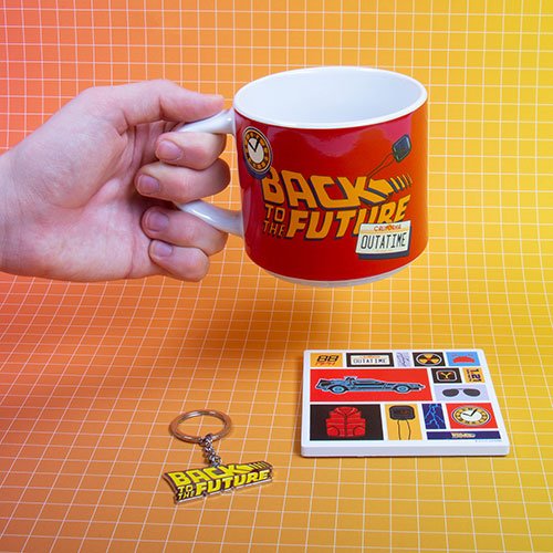 Coffret cadeau Retour vers le Futur Fizz Creations | Set Retour vers le Futur mug, sous-verre et porte-cl Funko